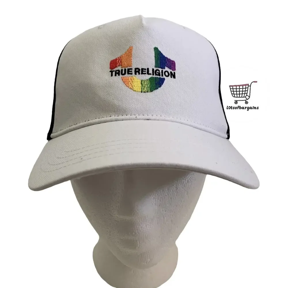 True Religion Horseshoe Logo White PRIDE Snapback Adjustable Trucker Hat Cap New